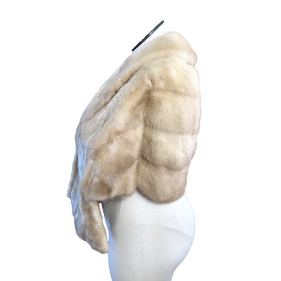 Vintage Mink Stole Cape Autumn Haze Beige Blonde Wrap Old Hollywood Shawl Evenin - Picture 3 of 15